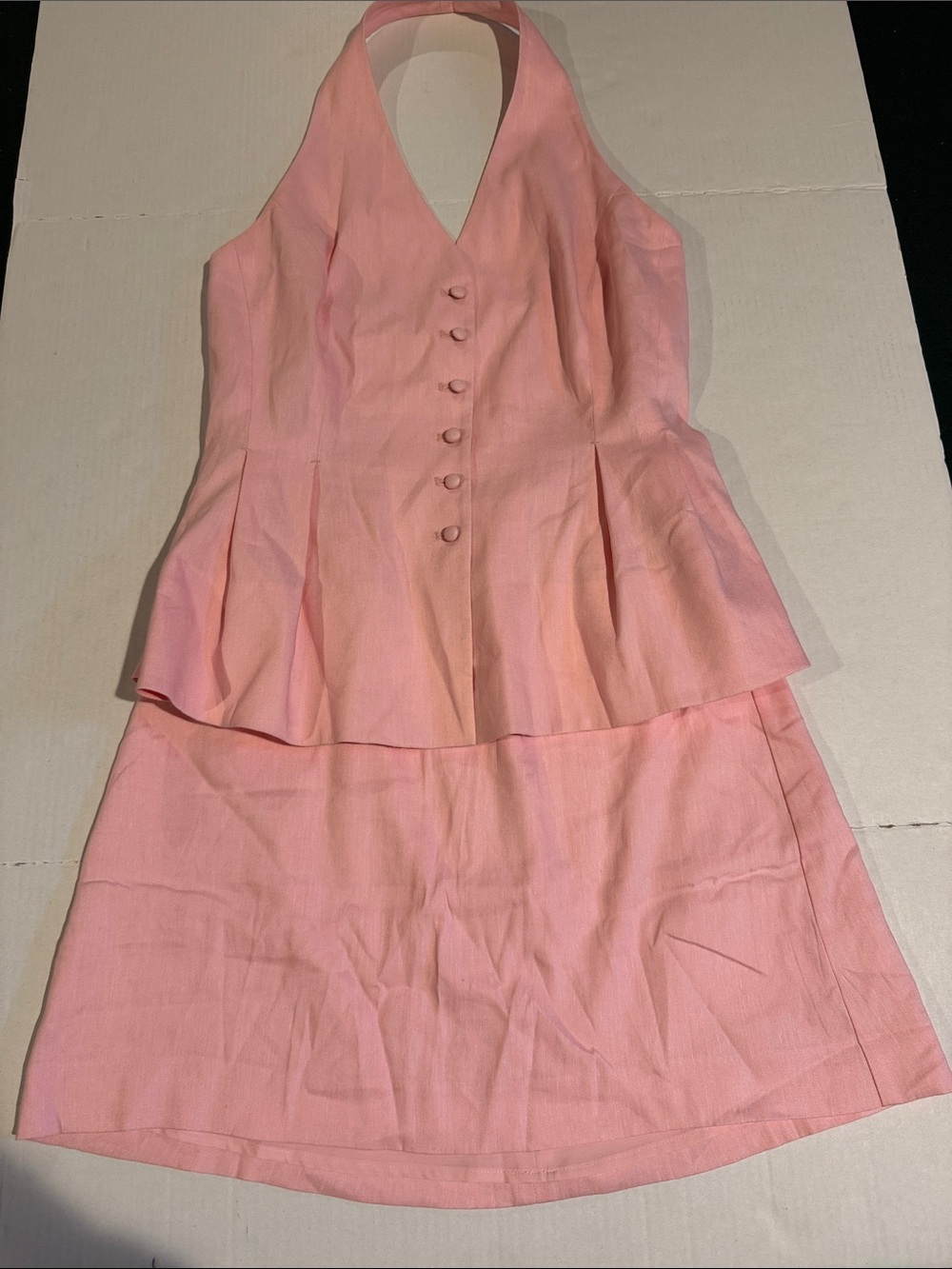 Halterneck Pink Peplum Set